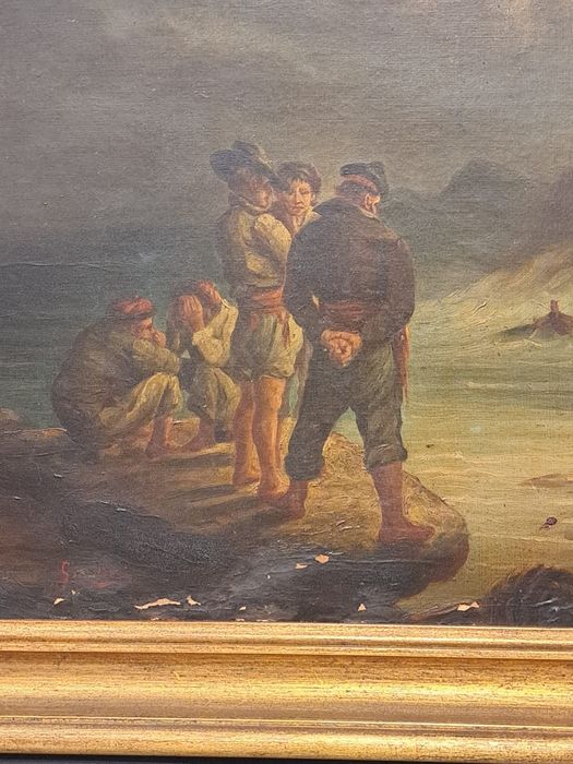 Quadro a óleo com moldura em madeira