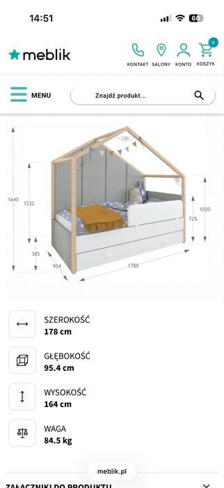 Łóżko dziecięce domek Meblik, łóżko dla dziecka, dla chłopca