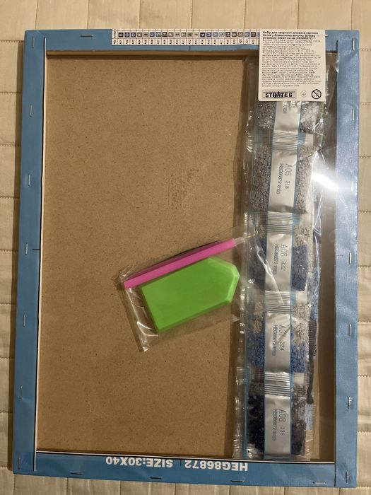 Алмазная мозаика Котик в голубом веночке 30*40см ТМ Стратег.