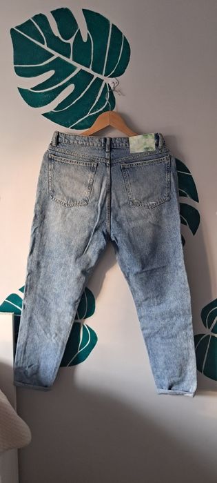 Jenasowe spodnie L Tally Weijl high waist proste szerokie