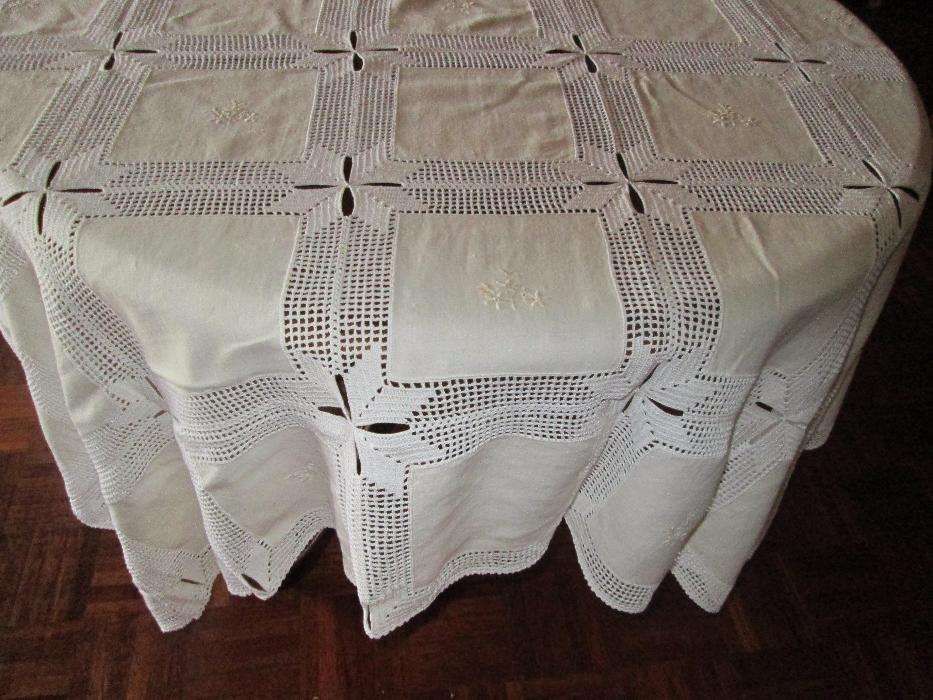 Toalha linho artesanal e renda