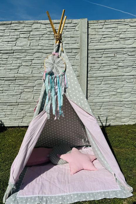 Namiot teepee tipi zestaw dla dzieci mata poduszki