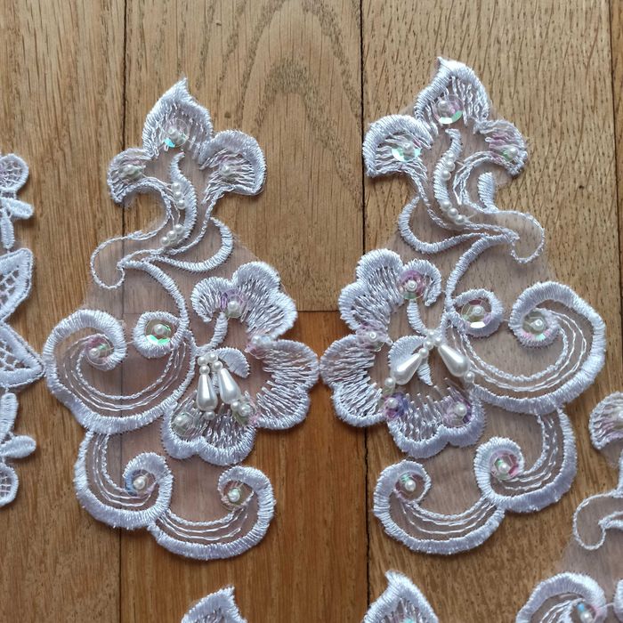 Gipióra koronka haft z cekinami dekoracje ślubne dziecięce