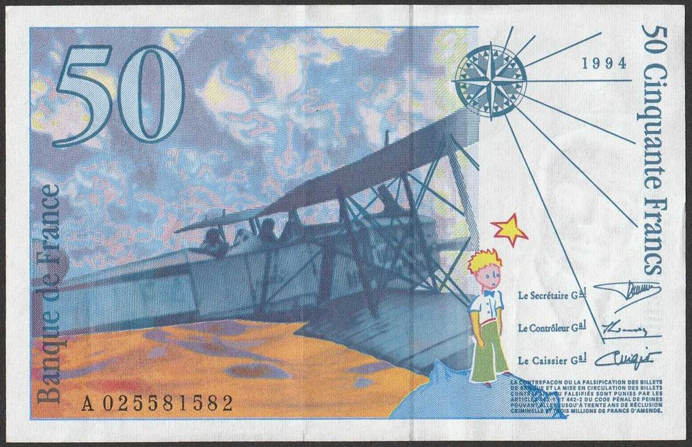 Francja 50 franków 1994 - A - Saint Exuperry - stan 2