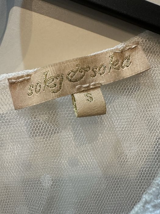 Sukienka midi beżowa kremowa tiul koronka wesele komunia S