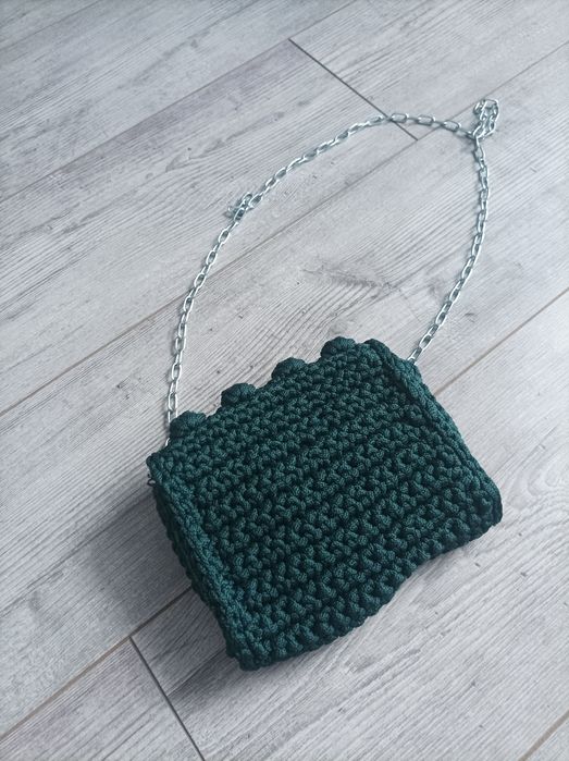 Torebka handmade butelkowa zieleń