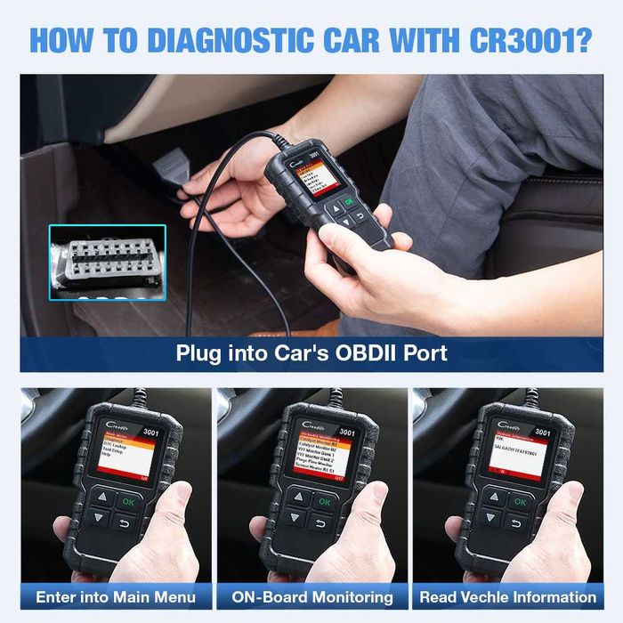 Tester Skaner Diagnostyczny OBD 2 Kasowanie Błędów Launch CR3001