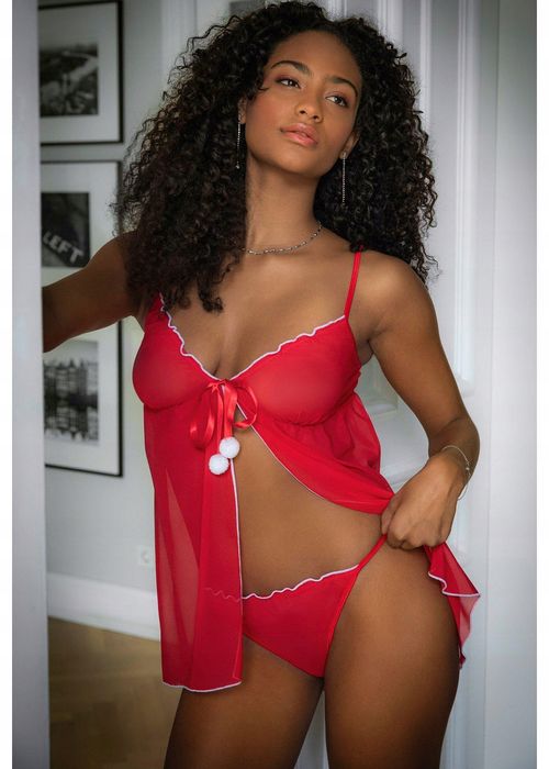 Venus koszulka babydoll świąteczna mikołajka czerwona siateczkowa 44/4