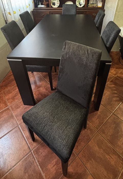 Mesa de jantar retangular extensivel + 6 cadeiras