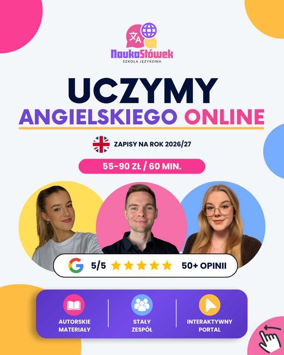 Zajęcia / korepetycje online z języka angielskiego. Fv.
