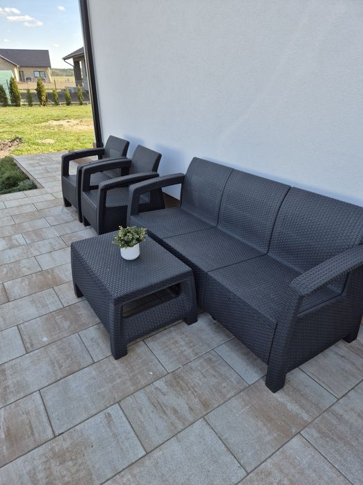 Zestaw wypoczynkowy ogrodowy z technoratanu.