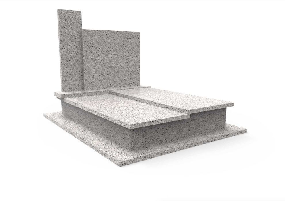 Nagrobek Granitowy Podwójny Pomnik Prosty Porzadny Premium Szary