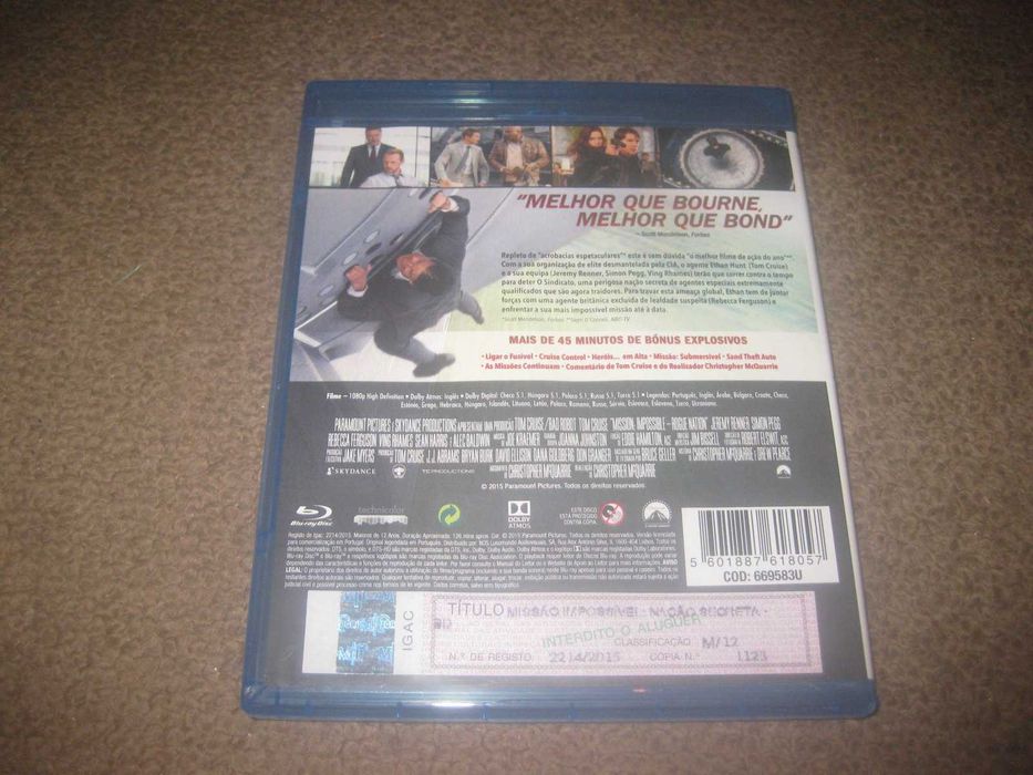 Blu-Ray "Missão Impossível - Nação Secreta" com Tom Cruise