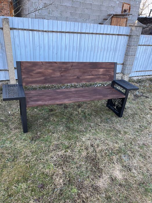 Лавка в стилі лофт,вставка візерунок дерева