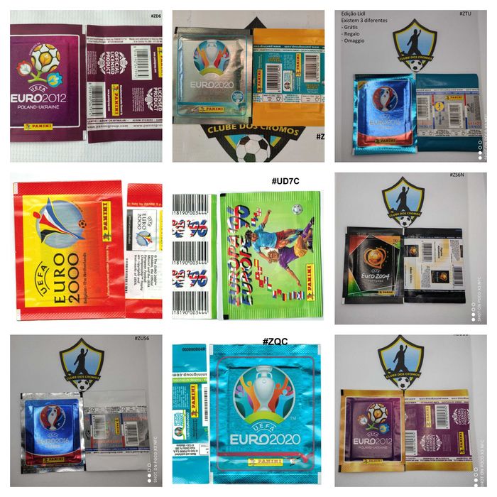 Saquetas carteirinhas pacotes cromos Mundial Euro Portugal Panini