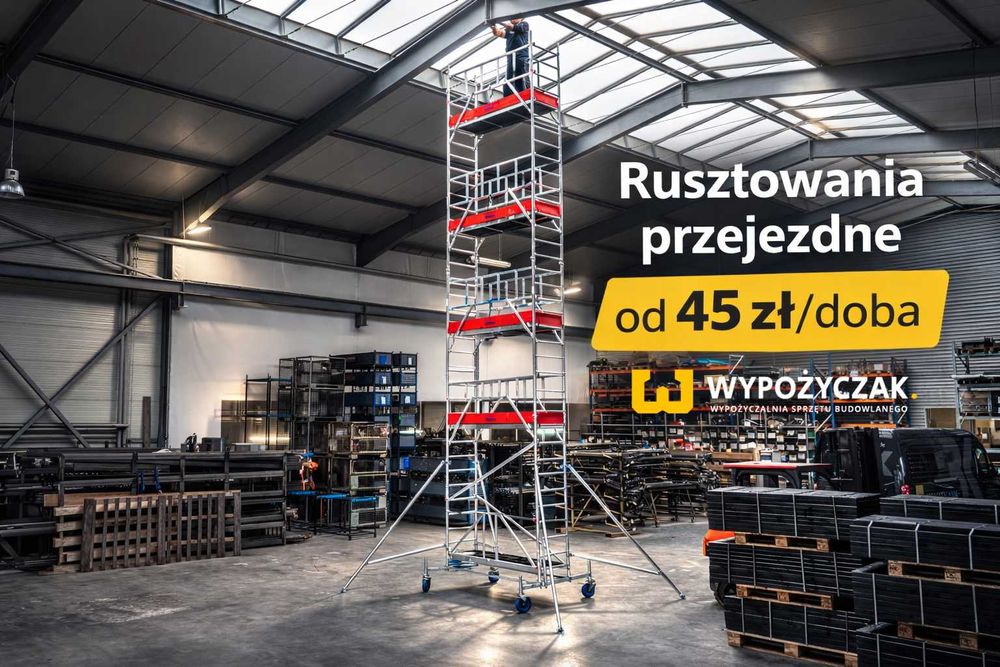 Rusztowanie aluminiowe jezdne przejezdne do 14,3m Krause - WYNAJEM
