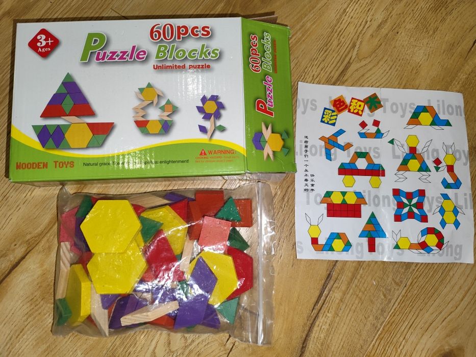 Дерев'яні пазли мозаїка 60 деталей Puzzle Blocks для дітей 2-4 роки