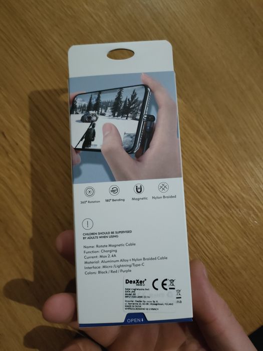 Kabel magnetyczny 360° USB C, micro USB, lightning