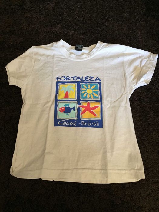 tshirt fortaleza brasil branca e azul tamanho s