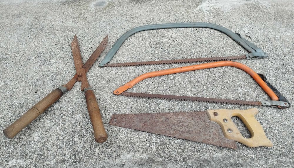 Ferramentas manuais para venda 2 serras 1 serrote e uma tesoura