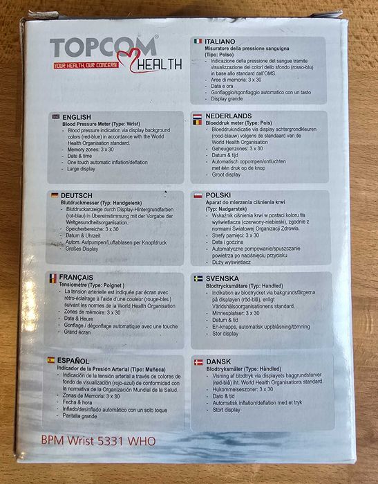 Ciśnieniomierz na nadgarstek TOPCOM BPM Wrist 5331 WHO
