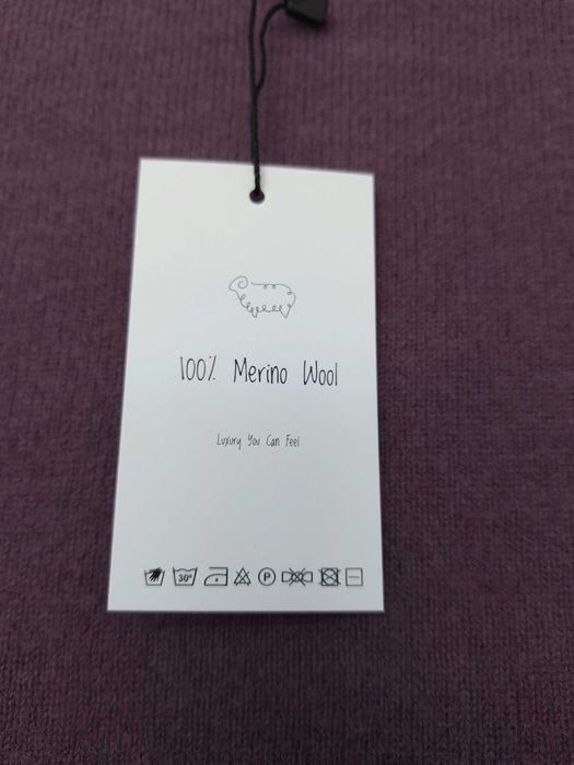 Damski Fioletowy Sweter Wełniany Merynos 100% Merino
