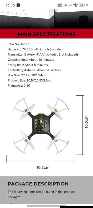 Mini drone zyma x20p
