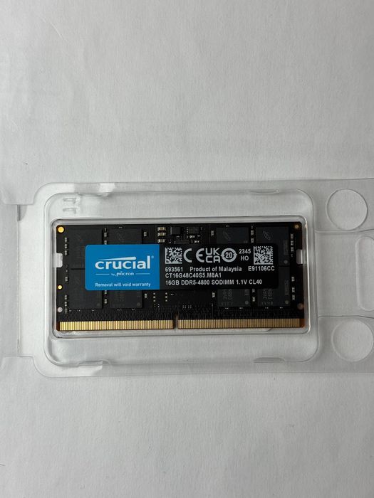 Оперативна пам'ять Crucial Black DDR5 SO-DIMM 16GB 4800MHz CL40