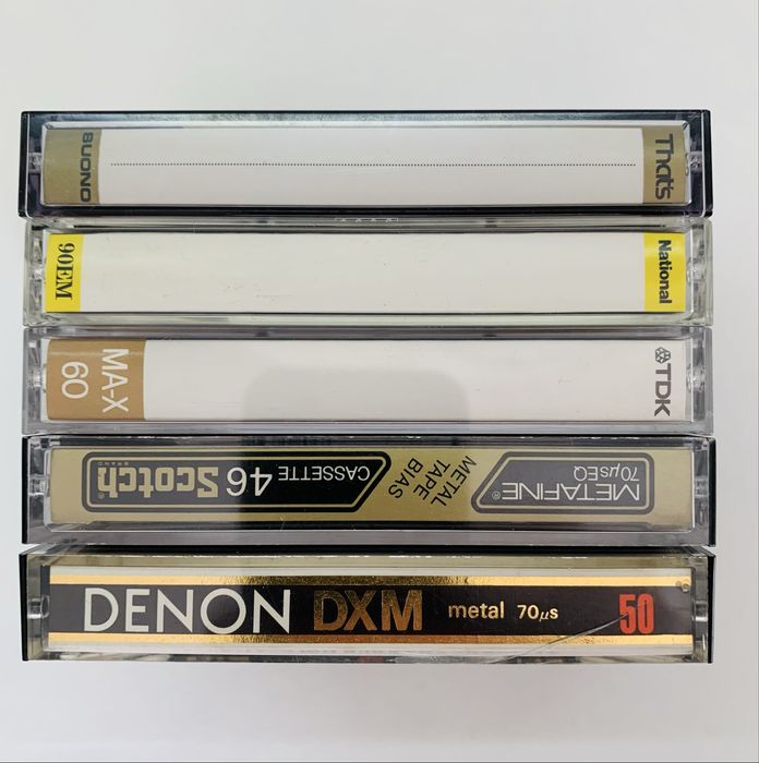 Аудіокасети That's Suono, National, Denon DXM, TDK MA-X, Scotch