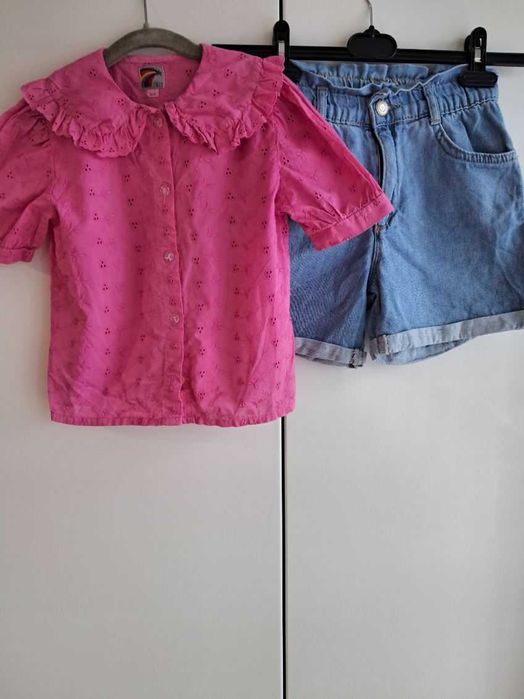 Cudny zestaw:) ażurowa bluzeczka spodenki PaperBag 122/128