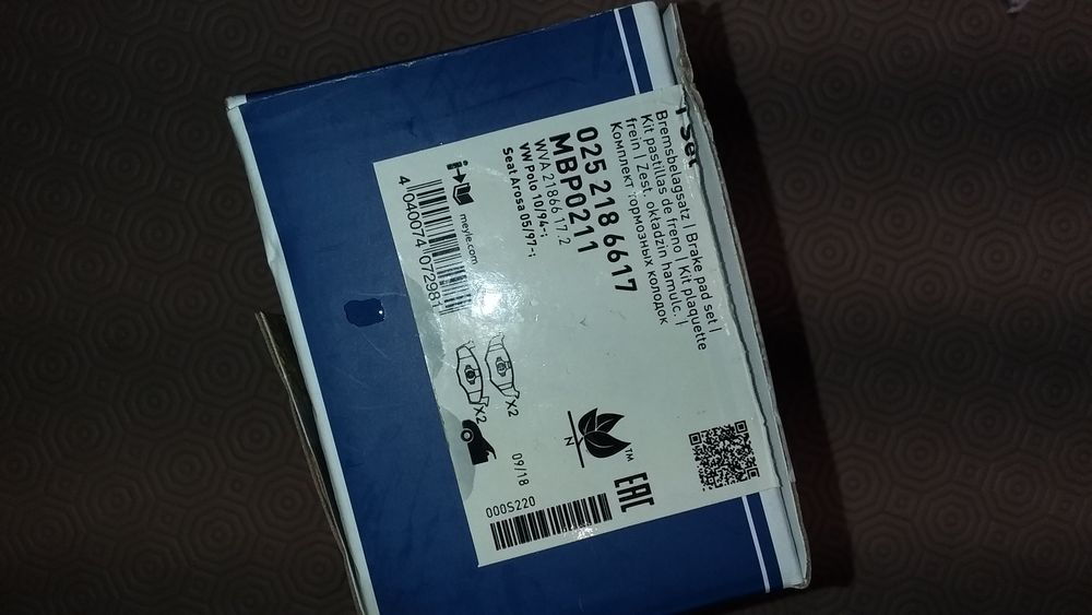 Pastilhas de travões dianteiros Meyle MBP0211 Novos VW, SEAT, Skoda
