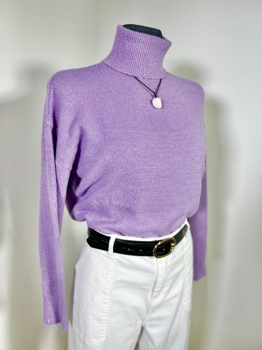 Golf damski fioletowy sweter M 38 Basic miękki Basic wrzosowy lawendow