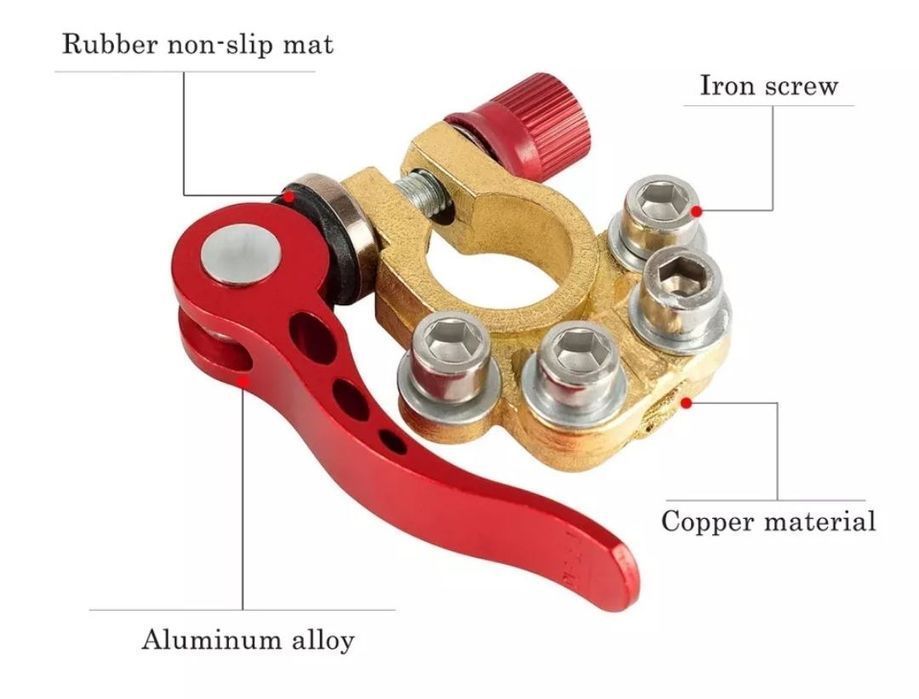 Terminais Bateria 12V Universal - Aperto Rápido + terminais