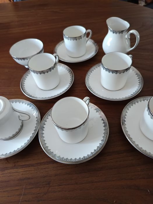 Royal Grafton Swan Lake Conjunto café branco e prata