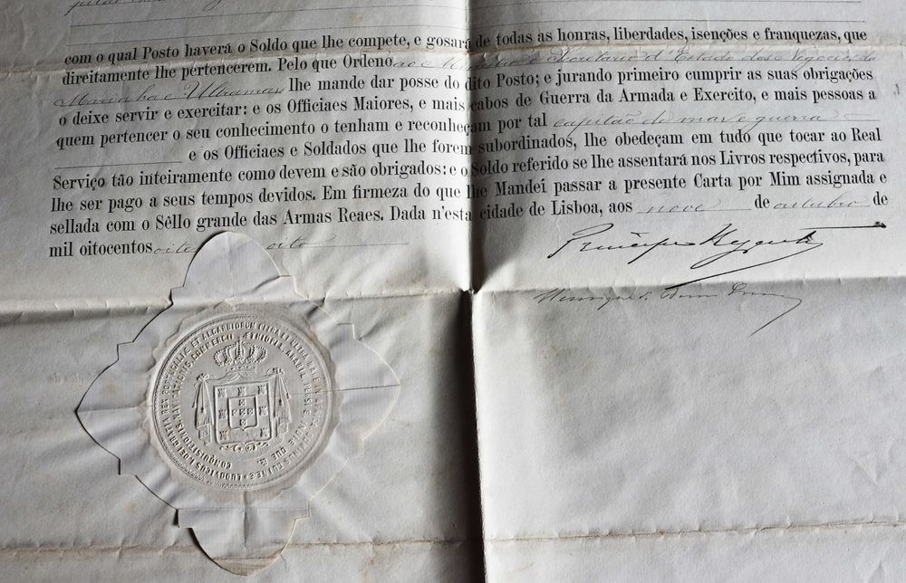Príncipe Real D Carlos, Regente de Portugal, rara Carta Patente 1888