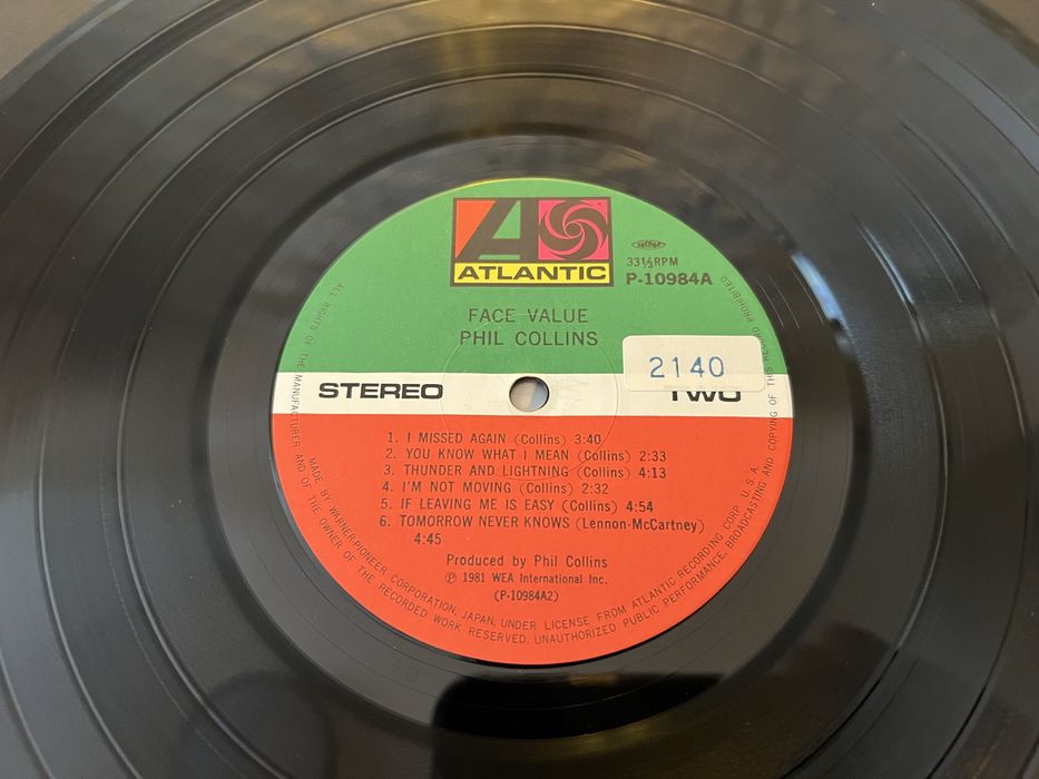 Phil Collins Face Value Winyl LP Japan Warner Pioneer 1981