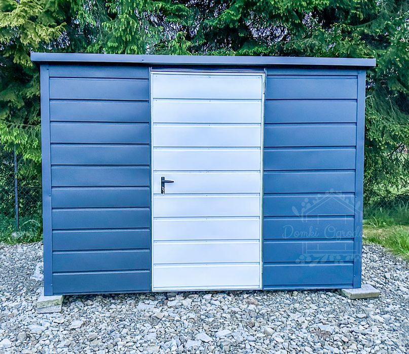 Schowek Domek Ogrodowy 3x3m Drzwi Antracyt Biały Dach Spad w tył ID570