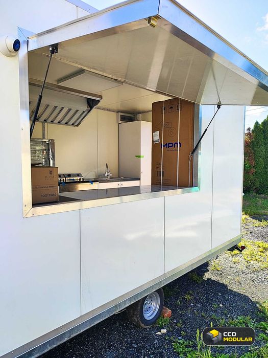 Szeroka przyczepa gastronomiczna 2,4x4 m | smażalnia ryb | Food Truck | gotowy biznes