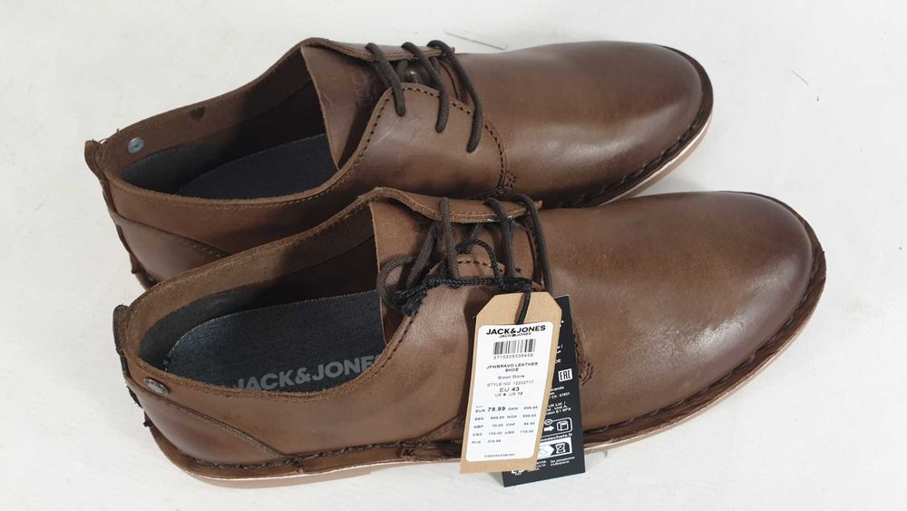 Jack&Jones mokasyny skórzane   męskie r. 43