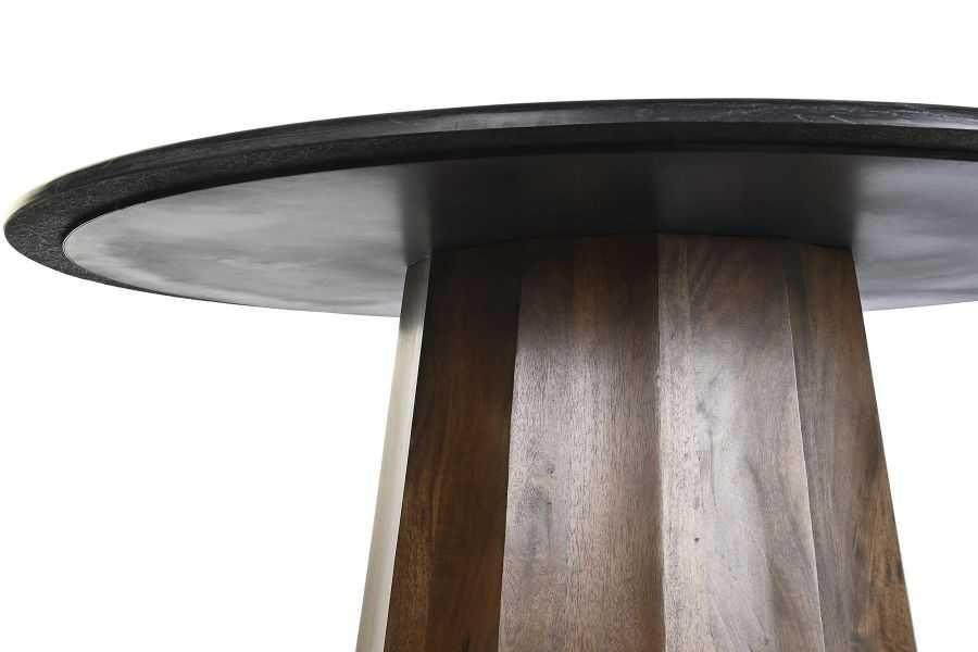 Stół okrągły 120 cm drewno mango czarny blat, boho