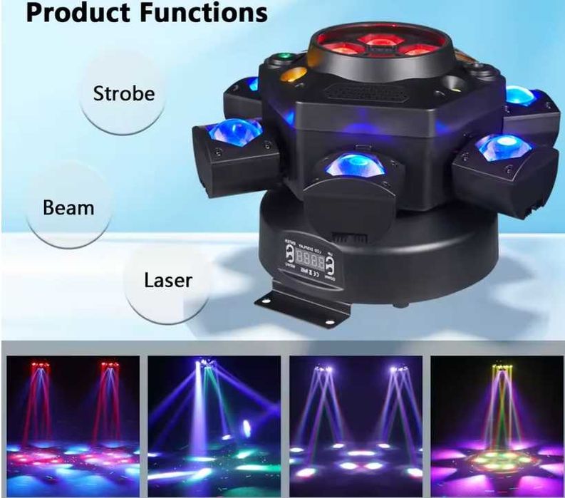 Luz DJ 6 Cabeças LED RGB 10W | Efeito Discoteca Profissional - Reage à Música