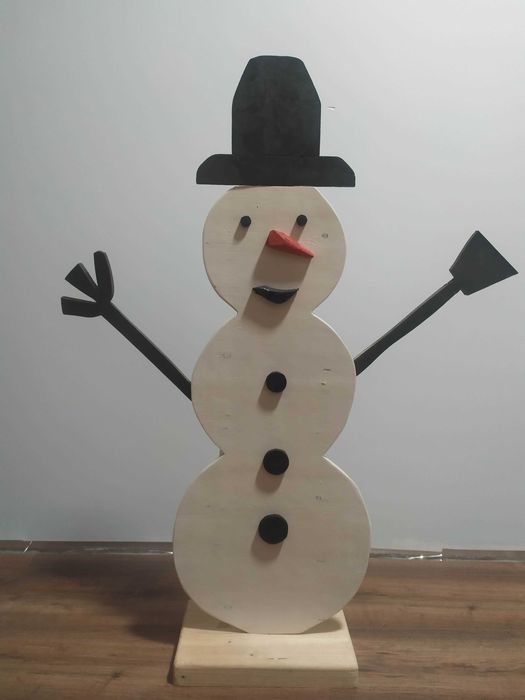 Bałwan z drewna ozdoba świąteczna