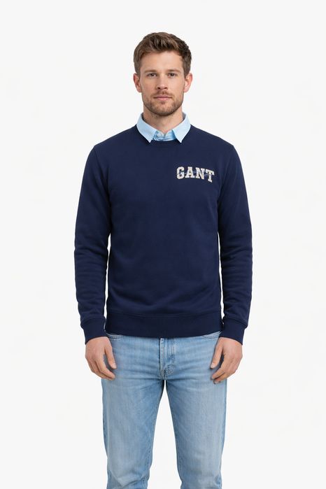 Gant bluza męska granatowa z bawełny z logo przednią stroną xxl 1i4a