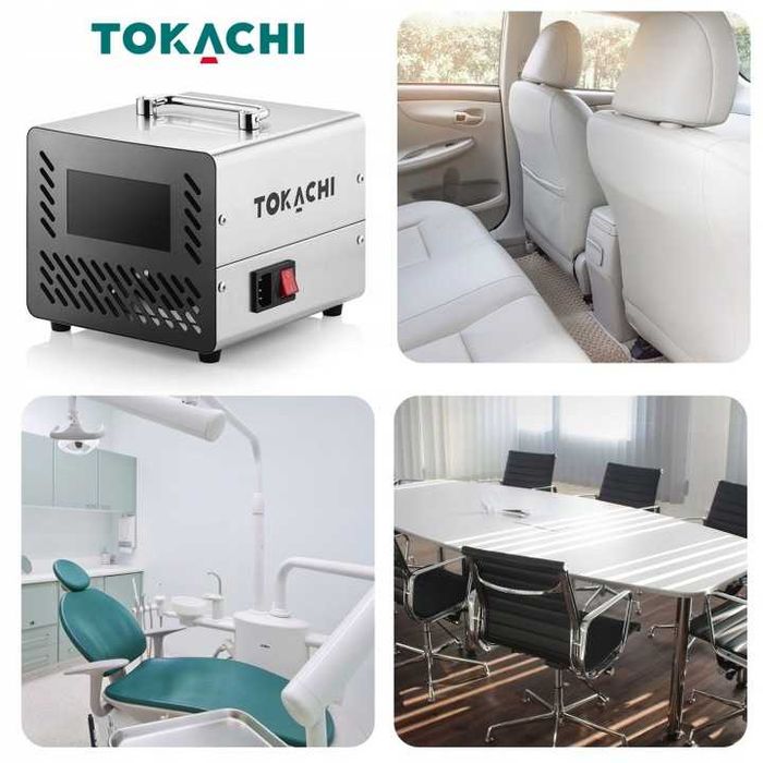 Mocny OZONATOR Profesjonalny Generator Ozonu 70000mg/h Oczyszczacz Powietrza 155W Dotykowy Panel Pilot Higrometr Timer 4 Płytki 70g