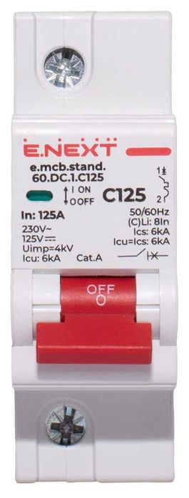 Wyłącznik nadprądowy E.NEXT DC C125A 1P C 6kA AC/DC 125V (1P)AC 230V