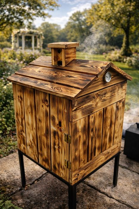 Wędzarnia Drewniana + Palenisko, Wędzarka Ogrodowa, Wędzok - ZESTAW