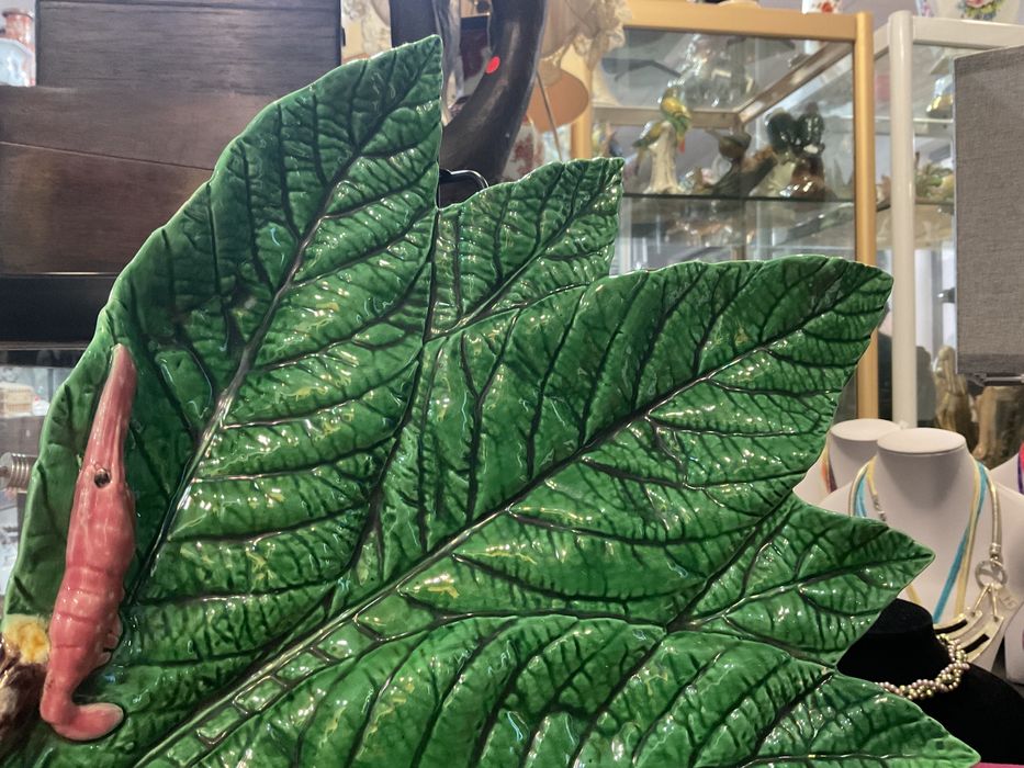 Bordalo Pinheiro folha com camarão faianças 33x28 cm