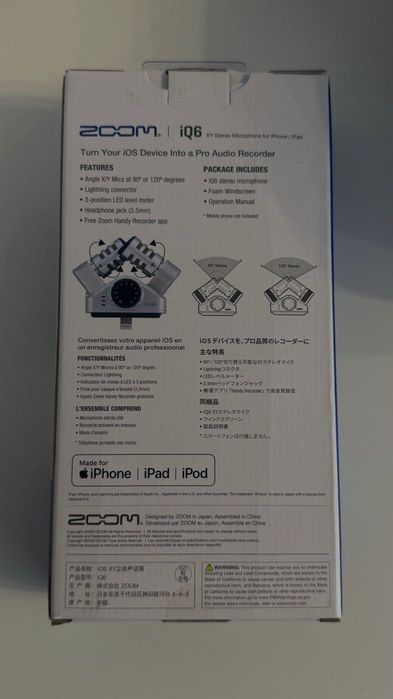 ZOOM IQ6 XY – XY Stereo Microphone for iPhone and iPad