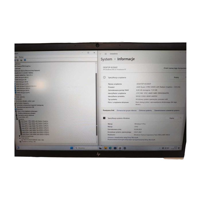 LAPTOP | HP EliteBook 845 G7 | R3 4450U | 8GB 256SSD Win11 LTE | FV23