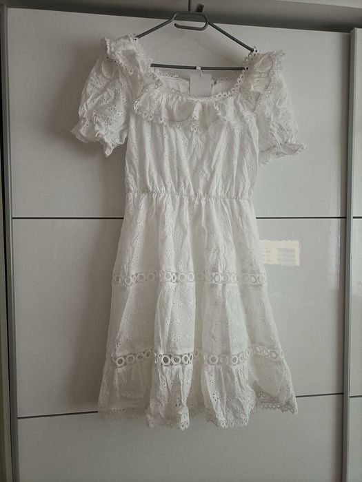 Sukienka biała koronka S,nowa